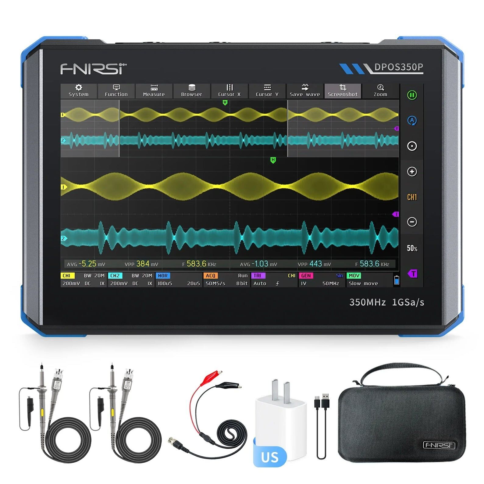 FNIRSI DPOS350P 4-in-1 350MHz 1GSPS Tablet Osiloskop