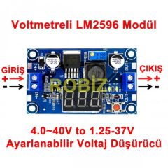 Voltmetreli LM2596 Ayarlı Power Modül