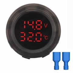 Yuvarlak Voltmetre Termometre 12V/24V