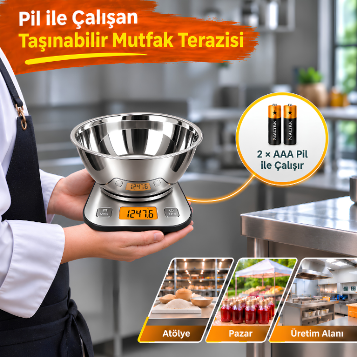 GP3-5000 Çukur Kefeli Dijital Mutfak Terazisi 5KG
