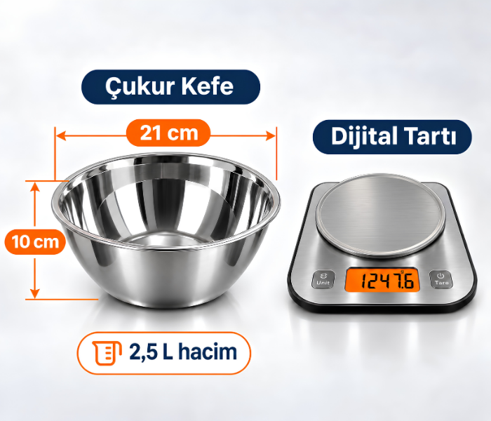 GP3-5000 Çukur Kefeli Dijital Mutfak Terazisi 5KG