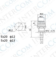 IC-235 Sigorta Yuvası 5x20mm Ø12mm - Ø13mm