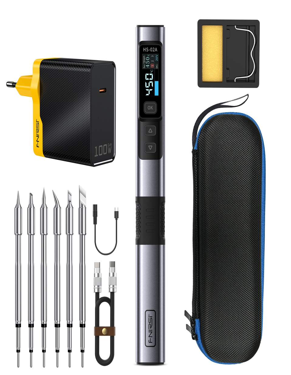 Fnirsi HS-02A 100W Akıllı Kalem Havya Mega Set (PD Destekli)