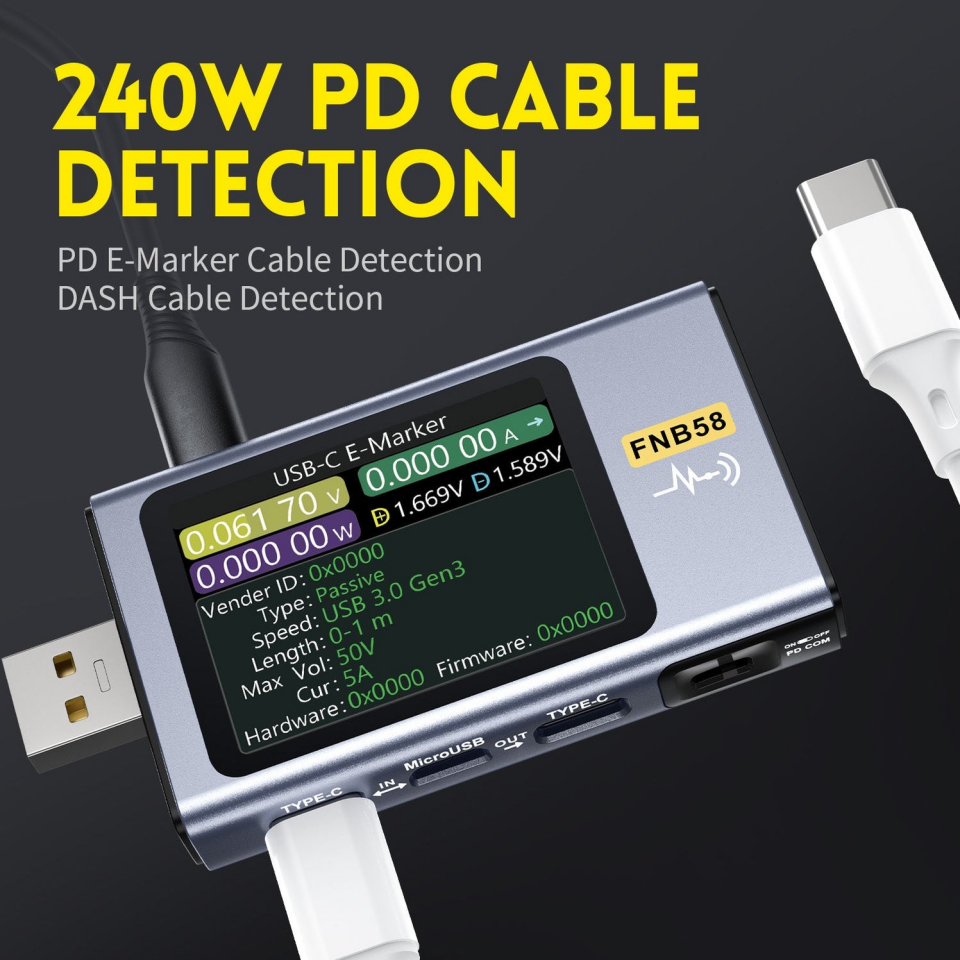 Fnirsi FNB58-BT Bluetooth USB Voltmetre Ampermetre Test Cihazı