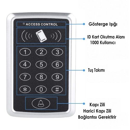 125KHz Rfid Kapı Giriş Kontrol Keypad