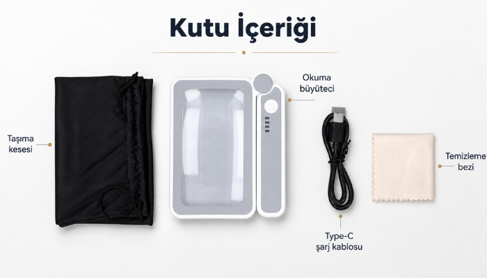 LYK 10LED Güçlü Işıklı Okuma Büyüteci 4X | Şarj Edilebilir