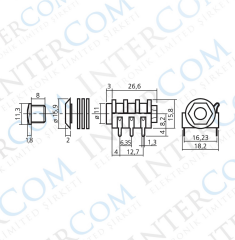 IC-261G-2 6,3mm Stereo Jak Dişi Şase 90° 6p