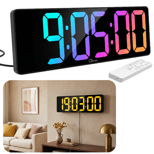 Diji150 RGB Renkli Büyük Ekranlı Dijital Saat