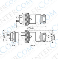 IC-261M 16mm Mayk Fiş Şase Erkek - Seyyar Dişi