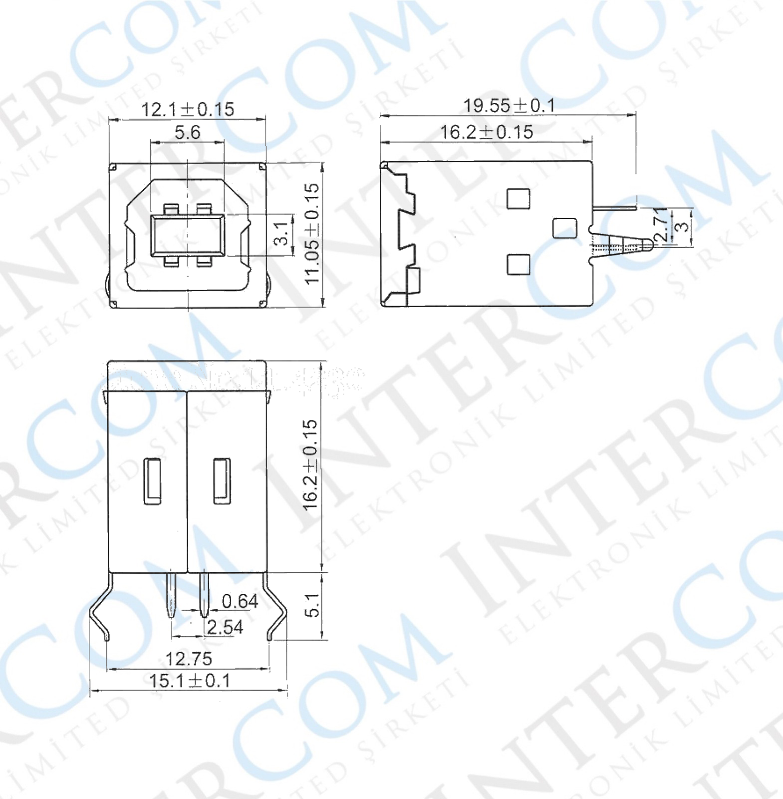IC-263 USB Şase B Tip 180°dişi
