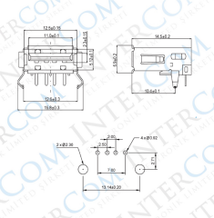 IC-265 USB Şase A Tip 90° Dişi