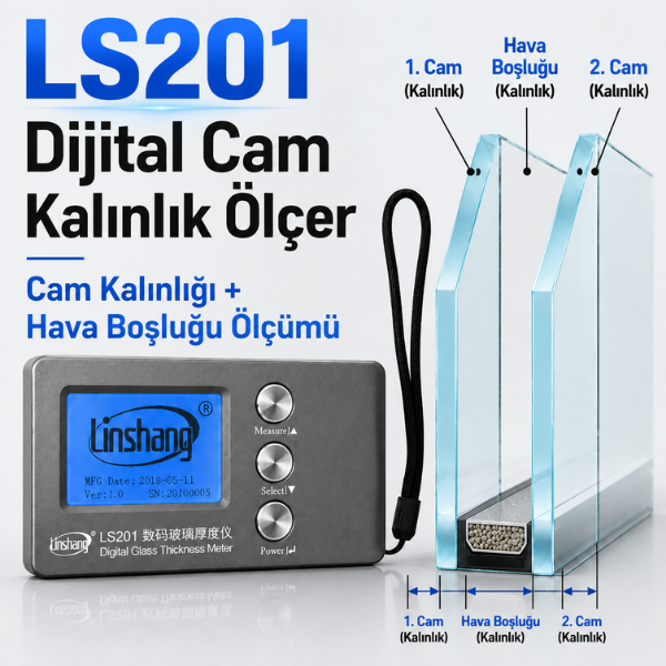 Linshang LS201 Dijital Cam Kalınlık Ölçer