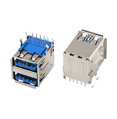 IC-265E USB İkili 3.0 Şase A Tip Dişi 90° Mavi