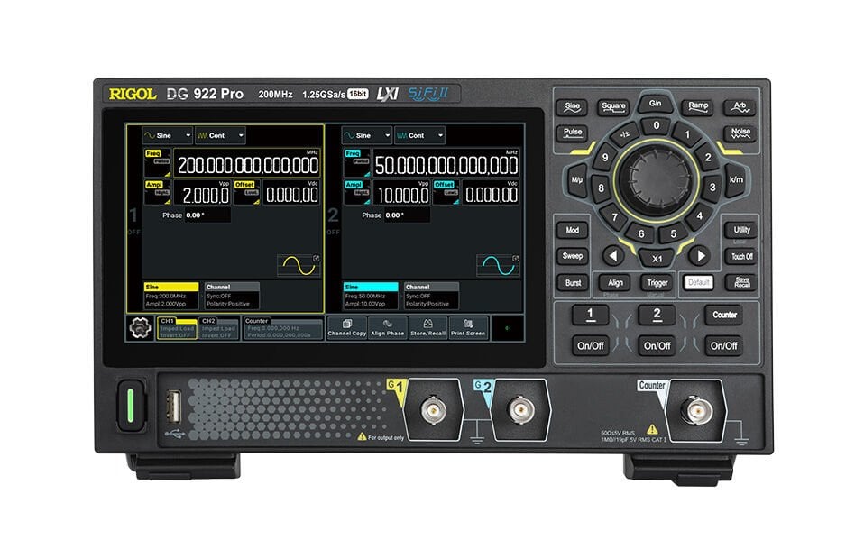 Rigol DG902 Pro 70 MHz 16 Bit 2 Kanal 1.25Gsa/s Çok Fonksiyonlu Sinyal Jeneratörü