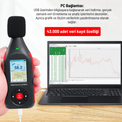 Benetech GT1355B Renkli Ekranlı Kayıt Yapabilen Ses Ölçer