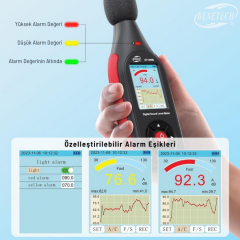 Benetech GT1355B Renkli Ekranlı Kayıt Yapabilen Ses Ölçer