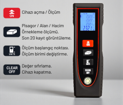 MTR60 Klipsli Lazerli Mesafe Ölçer 60 Metre Ölçüm Mesafesi