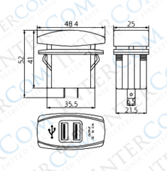 IC-266C-3 Marin Tip İkili USB 12-24V - 5V/3.1A