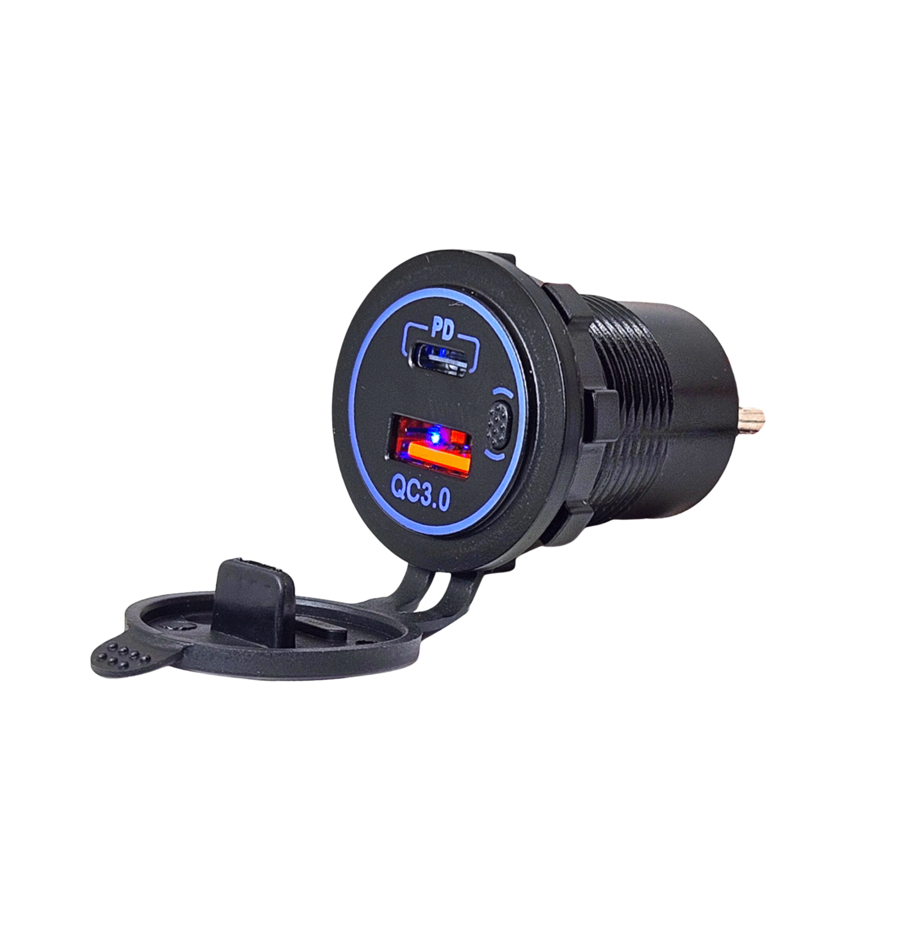 IC-266C-6 PANO TİP İKİLİ USB3.0 + TYPE-C SOKET 12-24V BUTONLU MAVİ LED