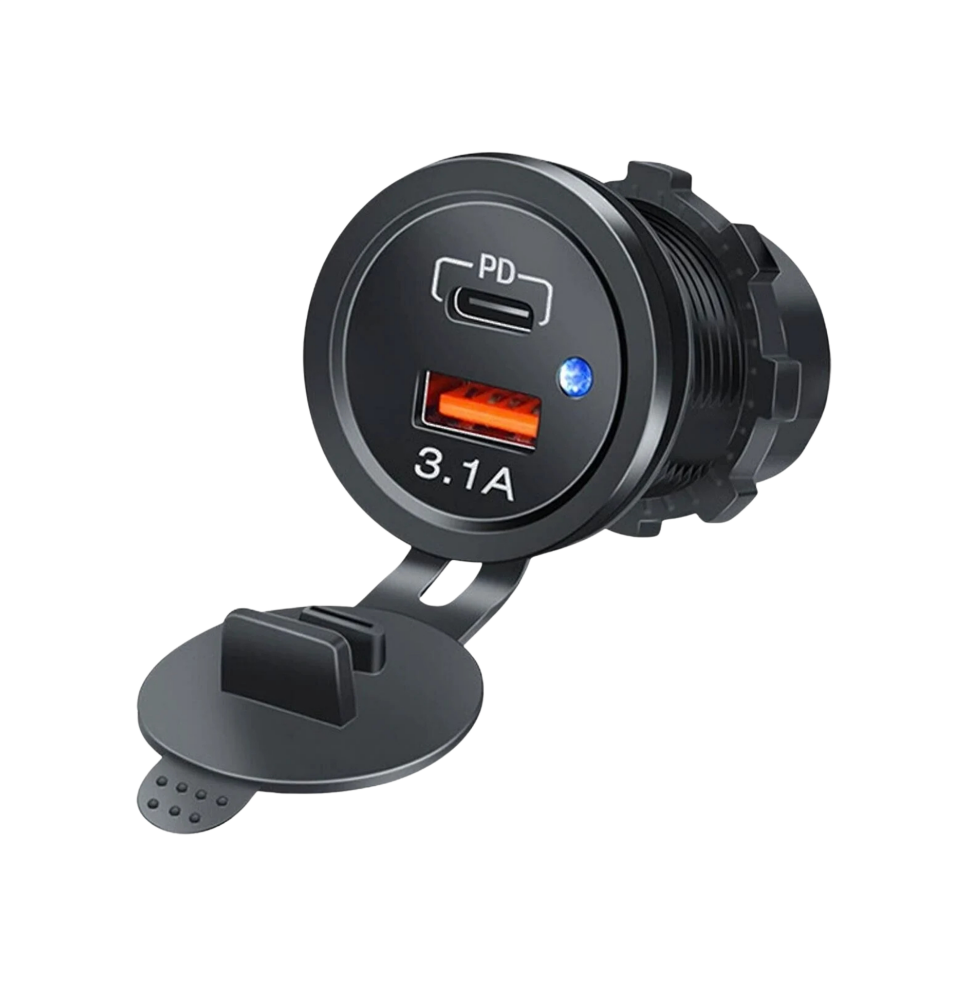 IC-266C-7 PANO TİP İKİLİ USB USB3.0 + TYPE-C SOKET 12-24V MAVİ