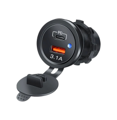 IC-266C-7 PANO TİP İKİLİ USB USB3.0 + TYPE-C SOKET 12-24V MAVİ