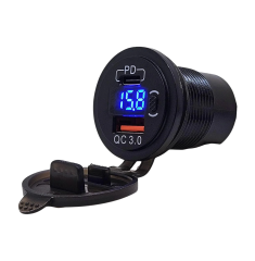 IC-266D-6 Pano Tip Voltmetreli 2'li Usb 3.0 + Type-c Butonlu