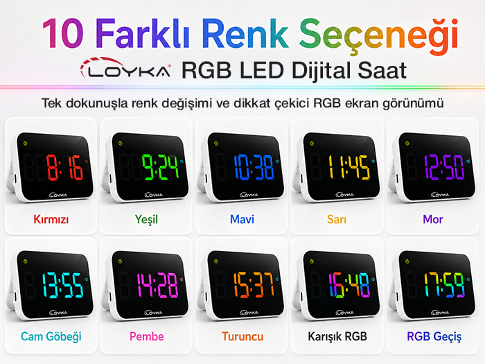 Loyka NEO RGB Renkli Dijital Mini LED Saat