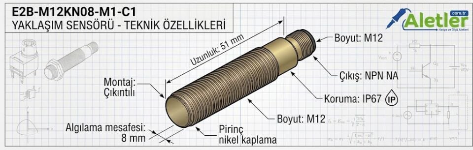Omron E2B-M12KN08-M1-C1 m12 8mm Npn No Endüktif Sensör