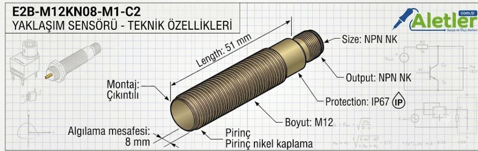 Omron E2B-M12KN08-M1-C2 m12 8mm Npn NC Endüktif Sensör