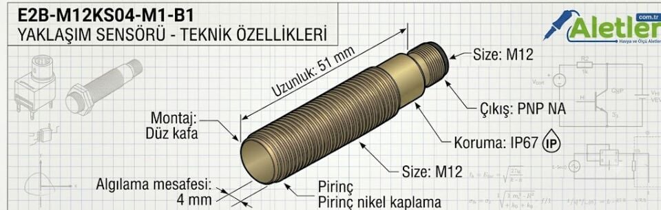 Omron E2B-M12KS04-M1-B1 m12 4mm Pnp No Endüktif Sensör