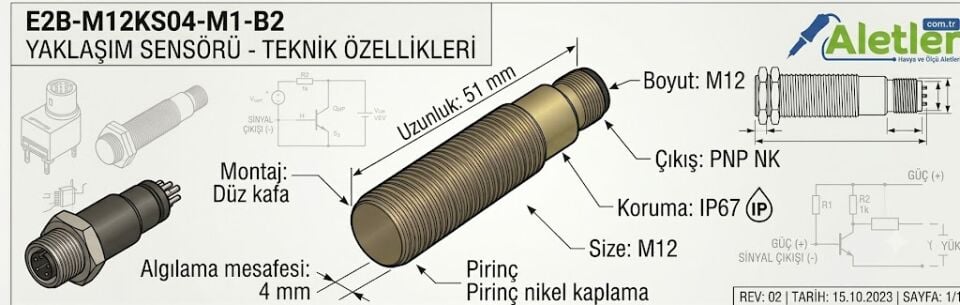 Omron E2B-M12KS04-M1-B2 m12 4mm Pnp Nc Endüktif Sensör