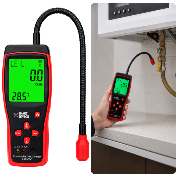 Smart Sensör AS8800C Yanıcı Gaz Kaçak Bulucu | PPM ve LEL