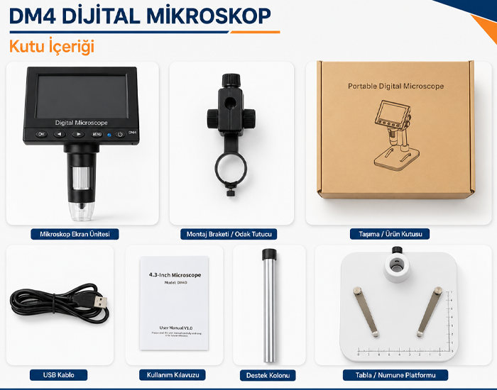 DM4 Mini Ekranlı 1000X Dijital Mikroskop