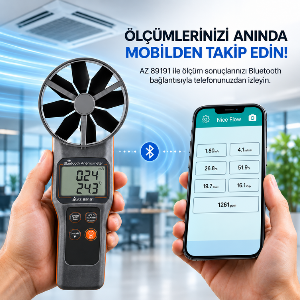 AZ 89191 Bluetoothlu Pervaneli Anemometre