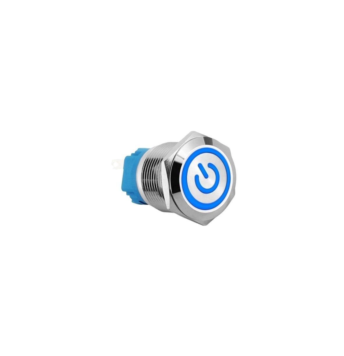 E2T 19MM METAL BUTON KALICILI 12-24V MAVİ LED 1NO/1NC