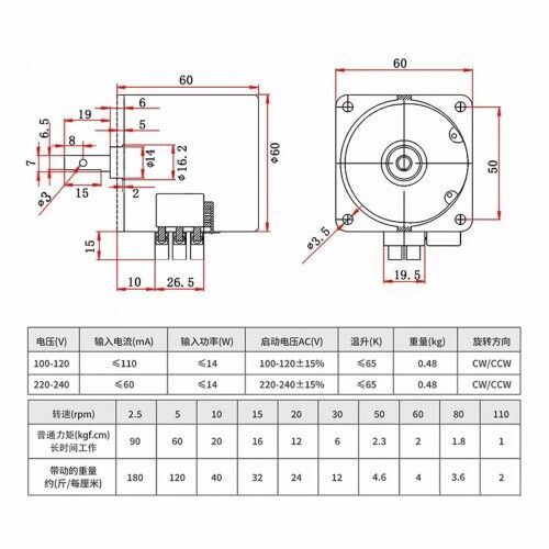 68KTYZ AC Motor 5rpm