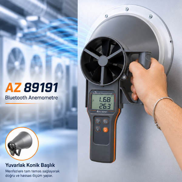 AZ 89191 Bluetoothlu Anemometre | Ölçüm Hunili Set