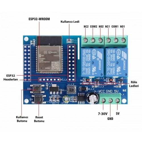 ESP32 Röle Kartı 2 Kanal ESP32-2R-D5