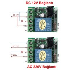 433Mhz RF 1 Kanal Röle Modül DC 12V