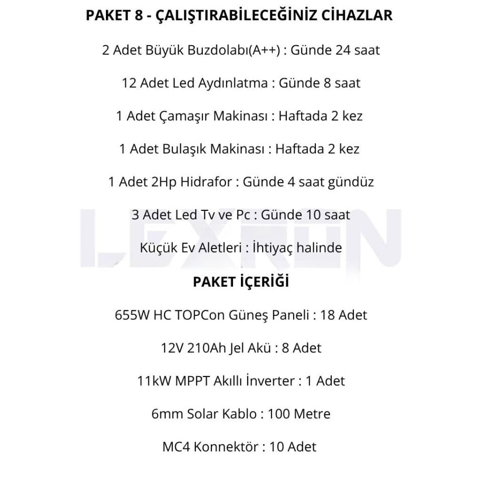 11kW JEL AKÜLÜ SOLAR PAKET SİSTEM 1 (PAKET 8)