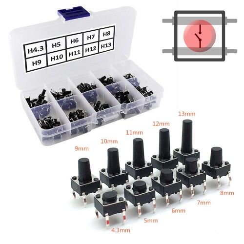 200 Adet 6x6mm Tact Buton Set