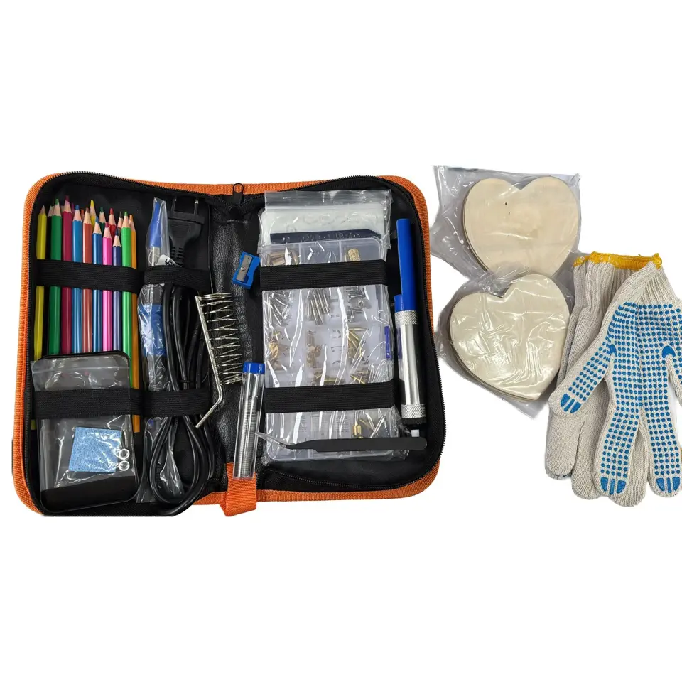 Yihua 928D-I Set 2 60W Ayarlanabilir Sıcaklıklı Havya ve Ahşap Yakma Seti 54 Parça