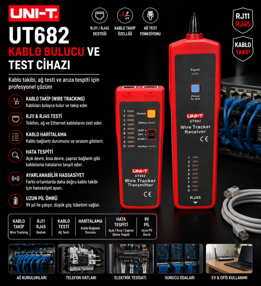 Unit UT682 Kablo Bulucu ve Test Cihazı