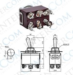 IC-157 Toggle Switch 6P ON-OFF Ø12mm KN3C-202