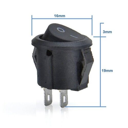 16mm Yuvarlak 2 Pin Anahtar Siyah
