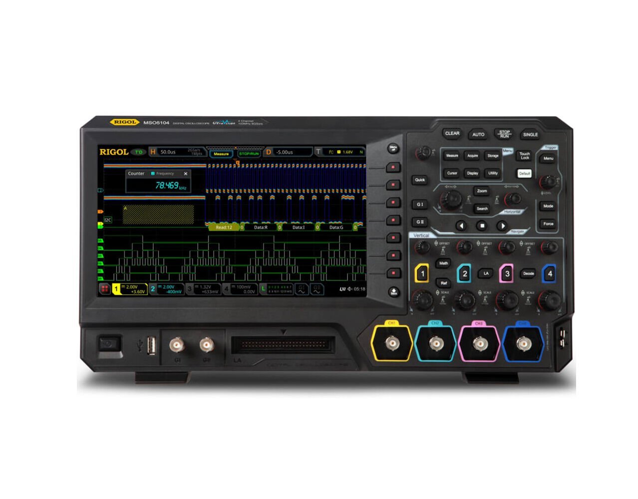 Rigol MSO5104 100MHz 4 Kanallı Lojik Analizörlü Dijital Osiloskop