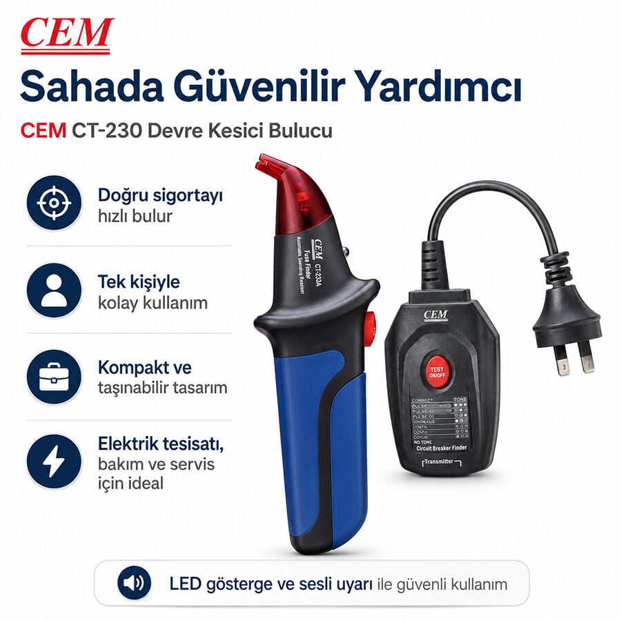 CEM CT-230 Devre Kesici Bulucu