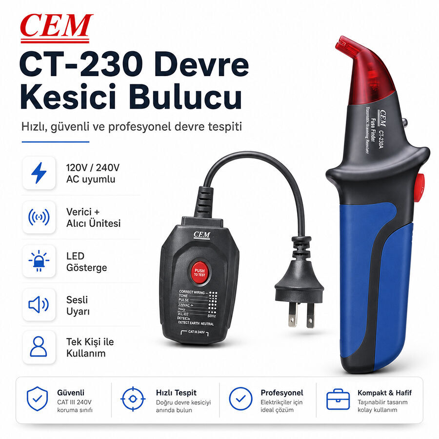 CEM CT-230 Devre Kesici Bulucu