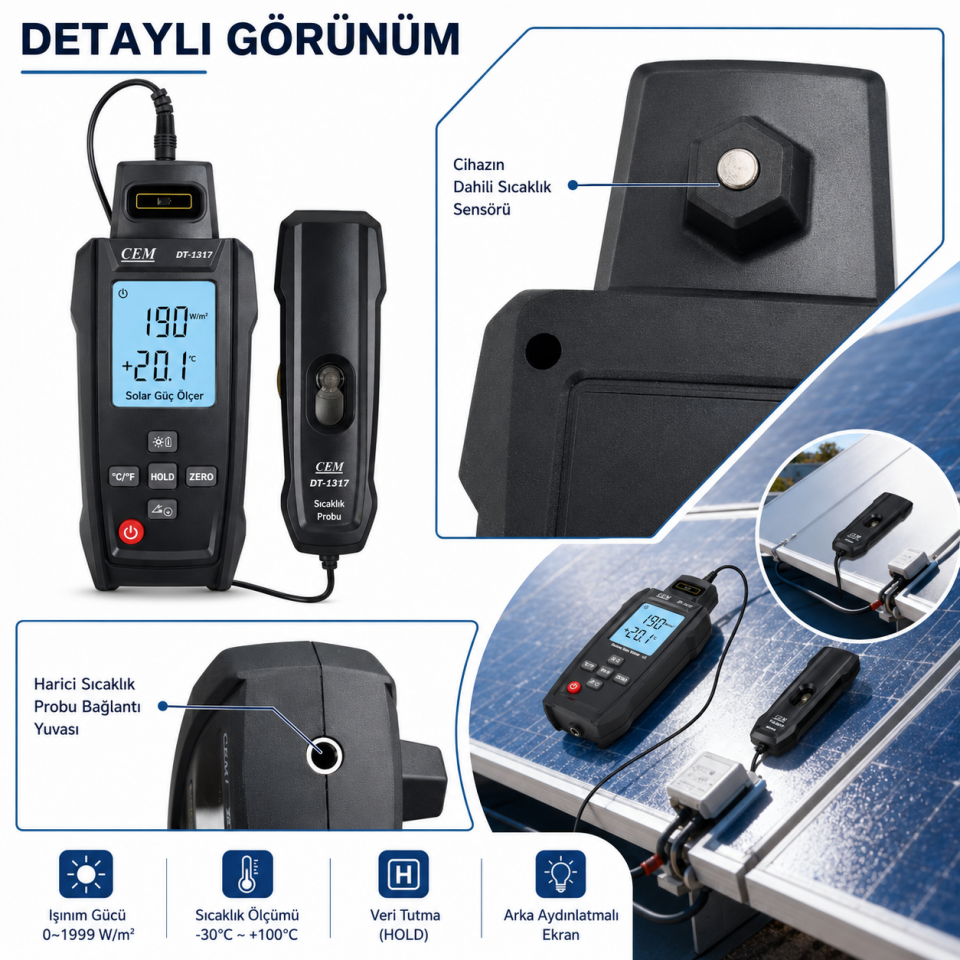 CEM DT-1317 Güneş Işınımı Ölçer / Solarimetre