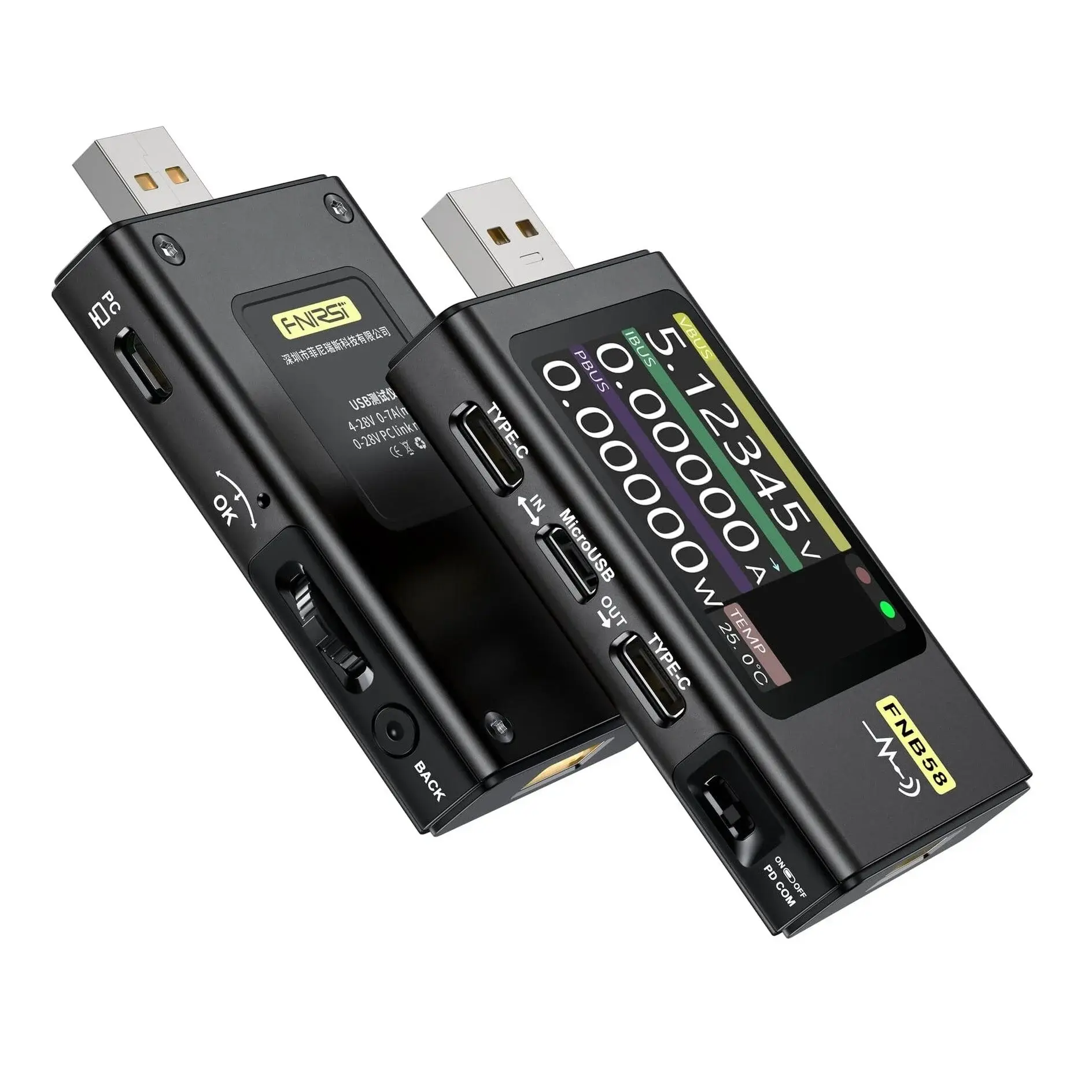 FNIRSI FNB58 USB Hızlı Şarj Test Cihazı – Voltaj Akım Güç ve PD Protokol Ölçer